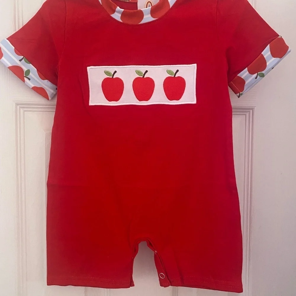 New Embroidered Apple Romper